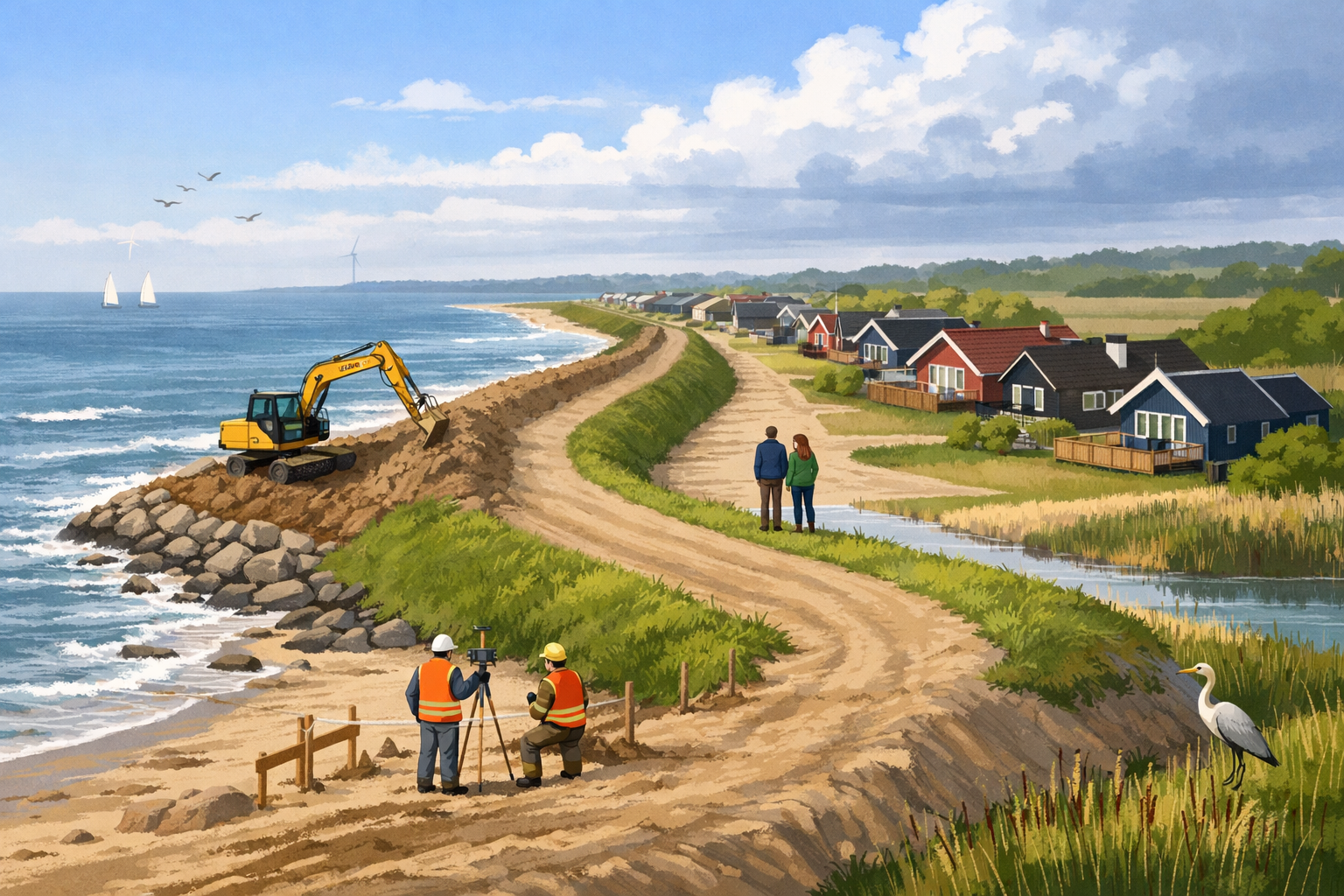 Illustration til: 91 sommerhuse får stormflodsbeskyttelse ved Varbjerg Strand